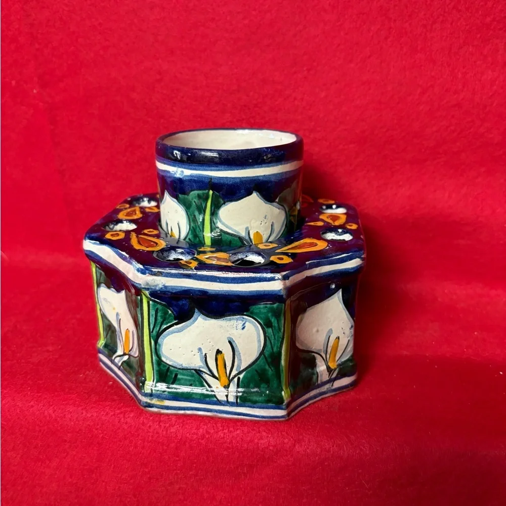Hand-Painted Ceramic Vase with Floral Design